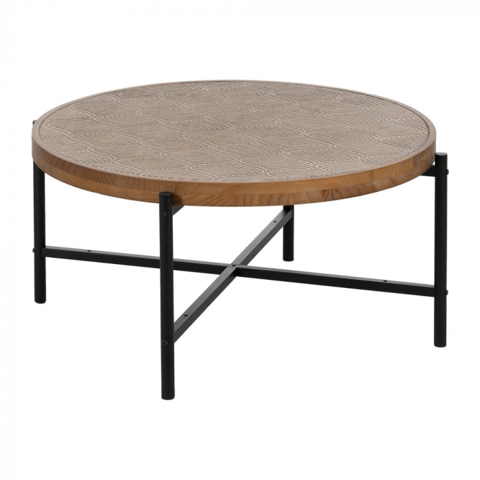 masa rotunda lemn pin cadru metalic gravura decor nordic [2]
