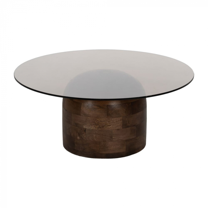 masa cafea rotunda mango sticla fumurie design sculptural [2]