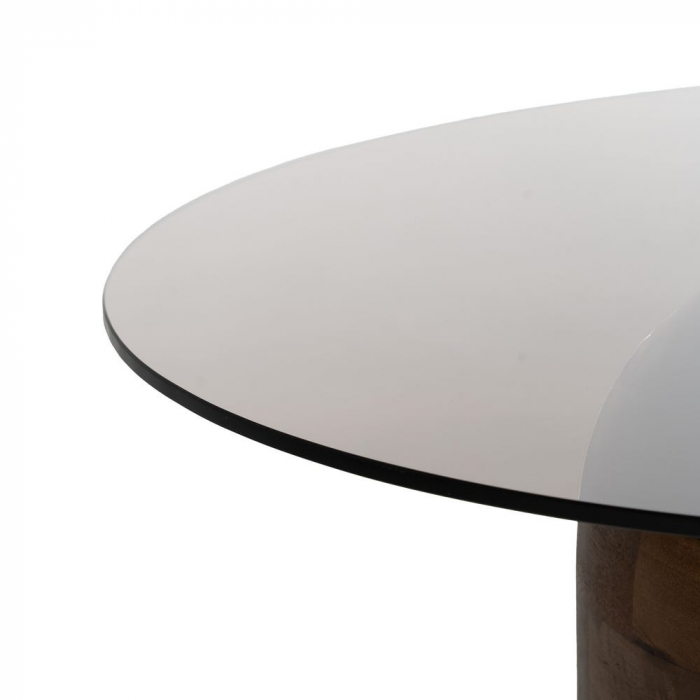 masa cafea rotunda mango sticla fumurie design sculptural [4]