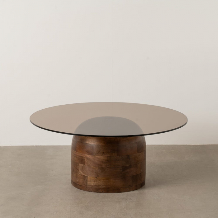 masa cafea rotunda mango sticla fumurie design sculptural [1]