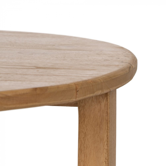 Masă cafea rotundă lemn mindi natural cu blat gros și structură în cruce [5]