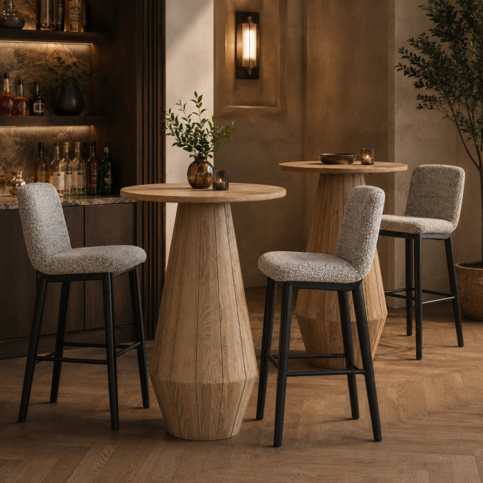 Masă de bar din lemn de mango cu design geometric și proporții verticale Jacquard [2]