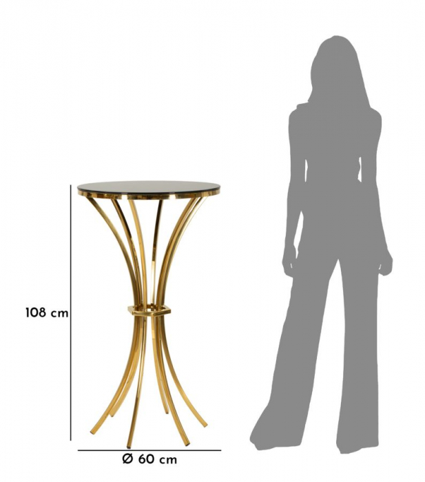 Masă de bar din metal auriu cu blat rotund [6]
