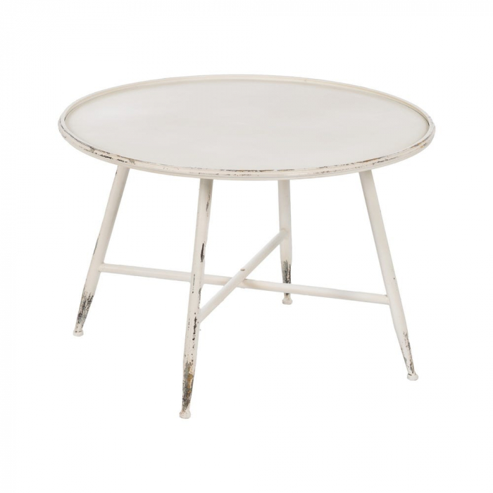 Masă crem vintage rotundă din fier antichizat [2]