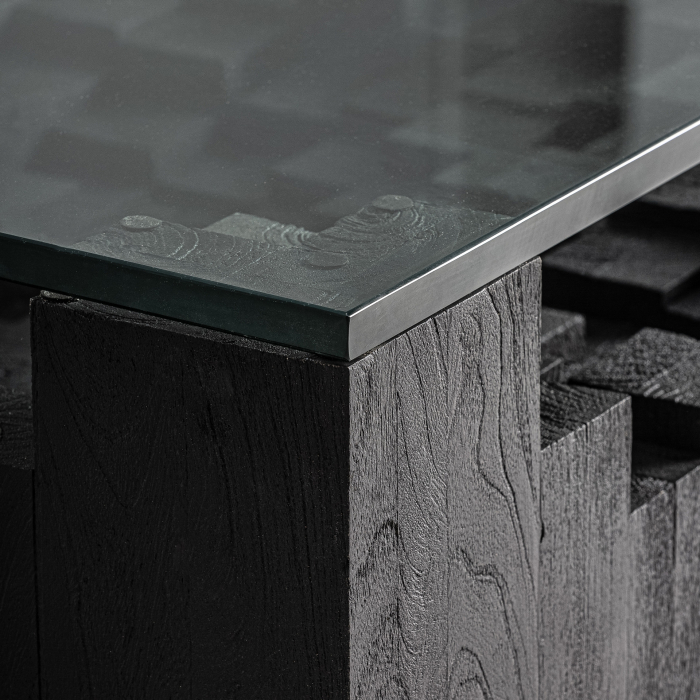 Masa de cafea din lemn de mango negru cu blat din sticla PÈTRIA [3]