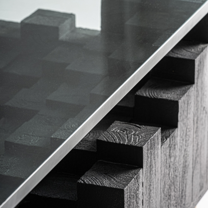 Masa de cafea din lemn de mango negru cu blat din sticla PÈTRIA [6]