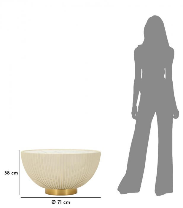 Masă de cafea ceramică crem cu bază aurie [8]