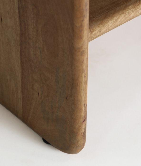 Masă de cafea din lemn de mango maro deschis – masă cu raft inferior și design scandinav [4]