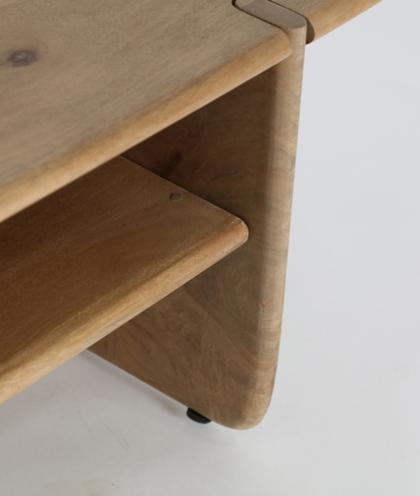 Masă de cafea din lemn de mango maro deschis – masă cu raft inferior și design scandinav [5]