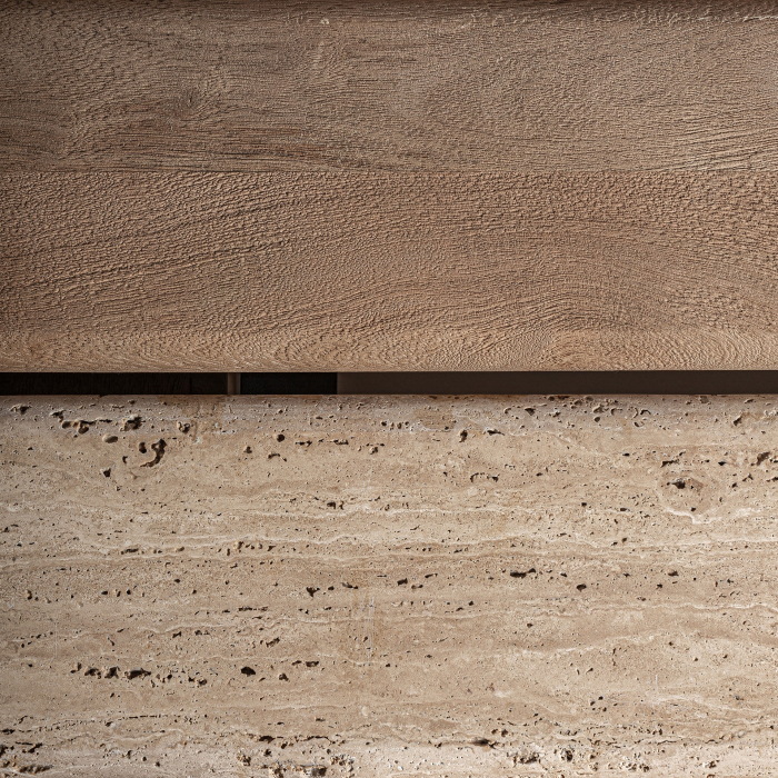 Masă de cafea din lemn de mango și marmură cu design sculptural Jacquard [5]