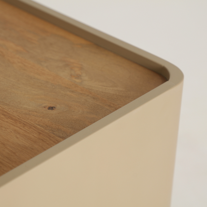 Masă de cafea din lemn mango și MDF taupe cu design geometric Izagre [5]
