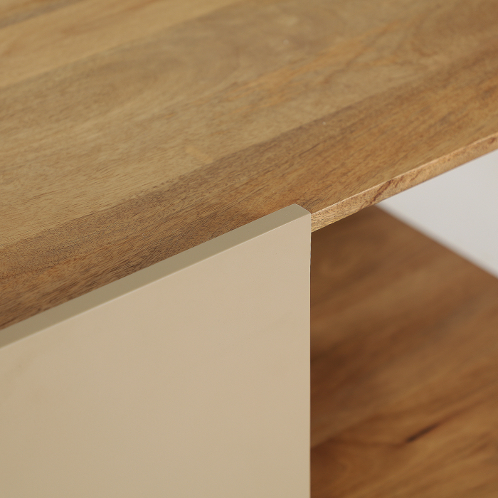Masă de cafea din lemn mango și MDF taupe cu design geometric Izagre [3]