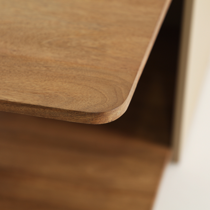 Masă de cafea din lemn mango și MDF taupe cu design geometric Izagre [4]