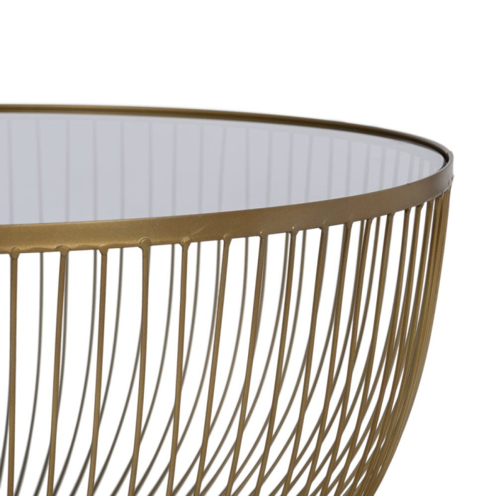 Masă de cafea rotundă Ixia cu structură aurie și blat sticlă [5]