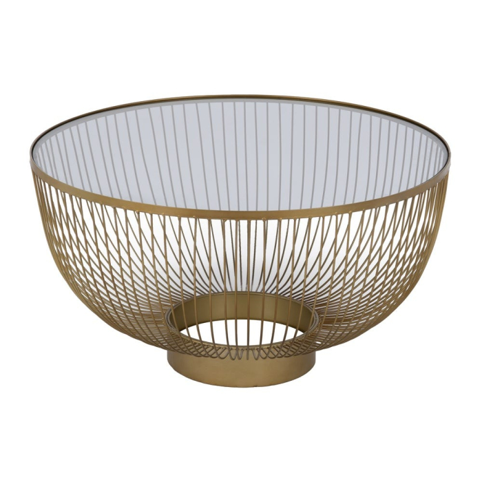Masă de cafea rotundă Ixia cu structură aurie și blat sticlă [3]