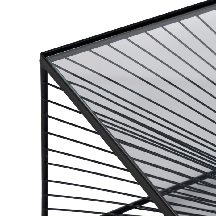 Masă pătrată Ixia cu structură metalică neagră și blat din sticlă [5]