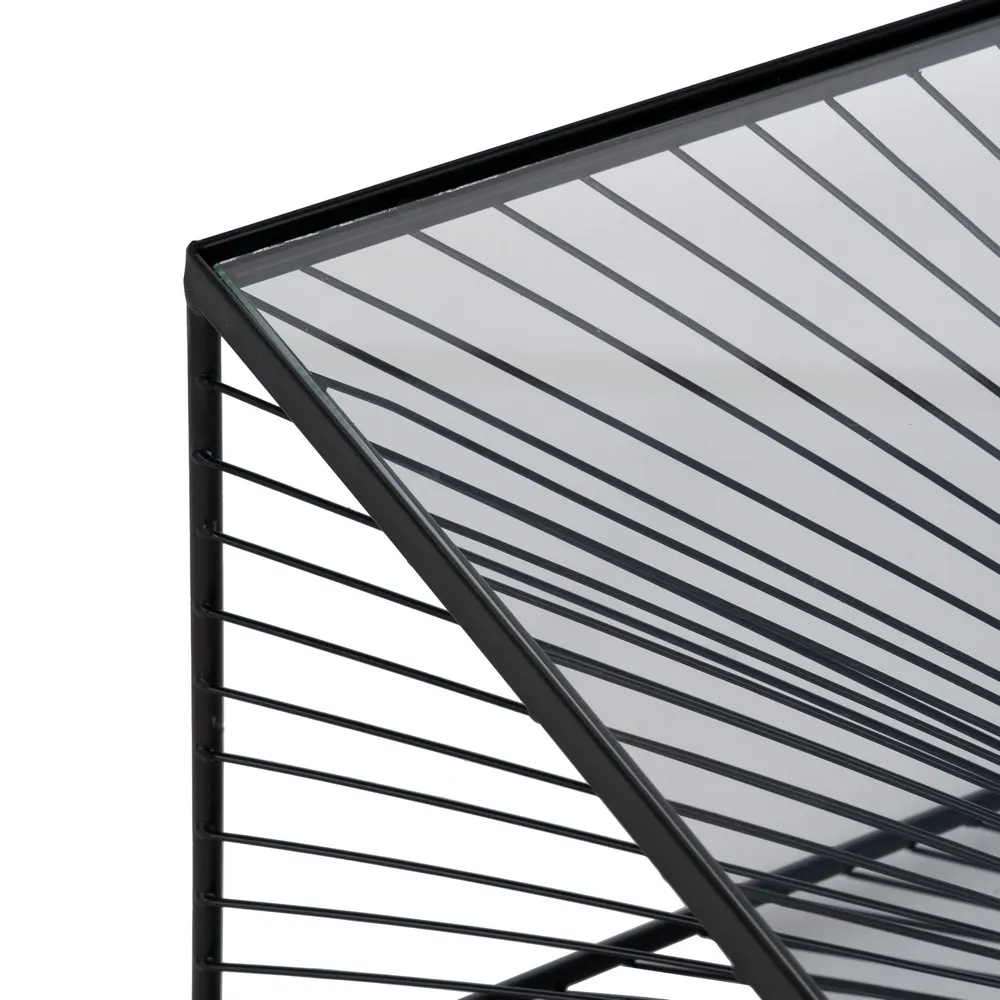 Masă pătrată Ixia cu structură metalică neagră și blat din sticlă [5]