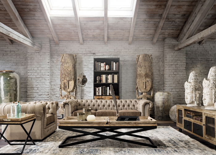 Masa cafea industriala metal lemn|Mese living robuste [6]