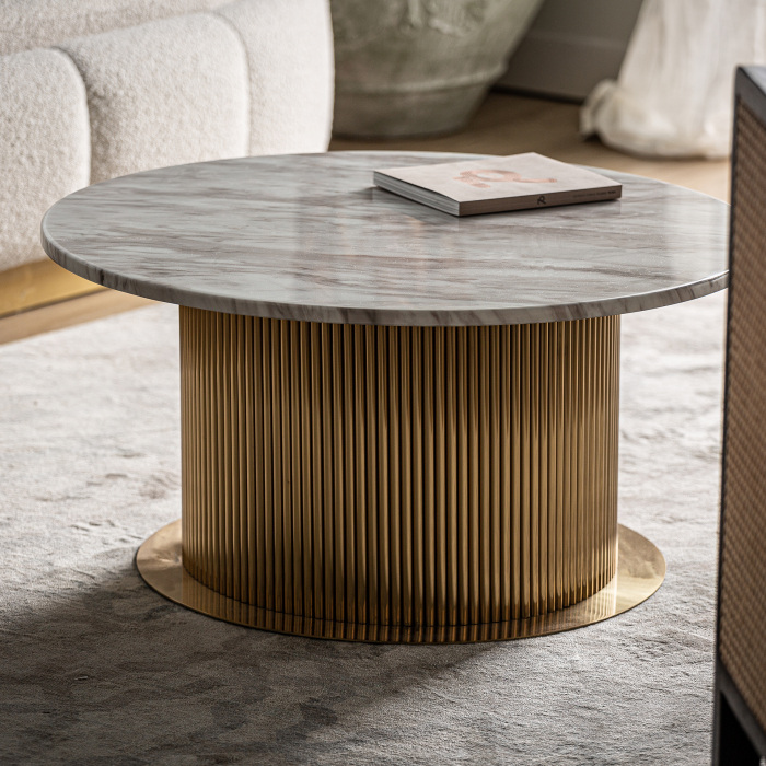 Masa Cafea Art Deco Alba si Aurie|Mese Living Lux [2]