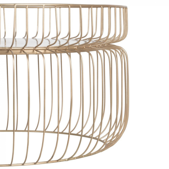 Masă rotundă marmură albă cu structură aurie glam [5]