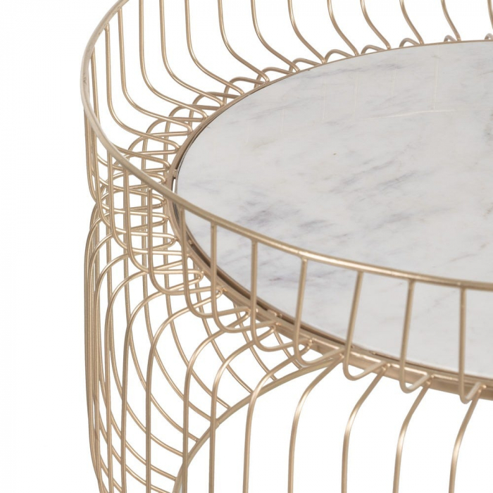 Masă rotundă marmură albă cu structură aurie glam [4]