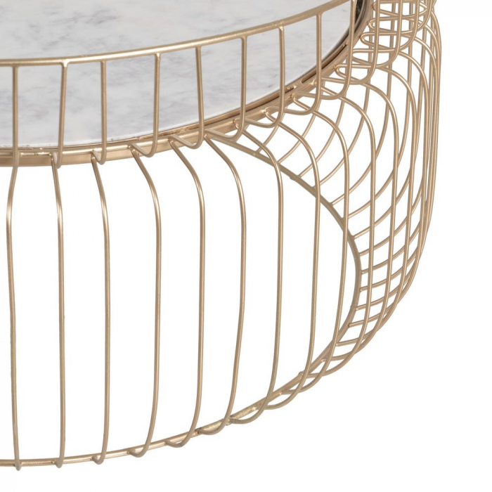 Masă rotundă marmură albă cu structură aurie glam [7]