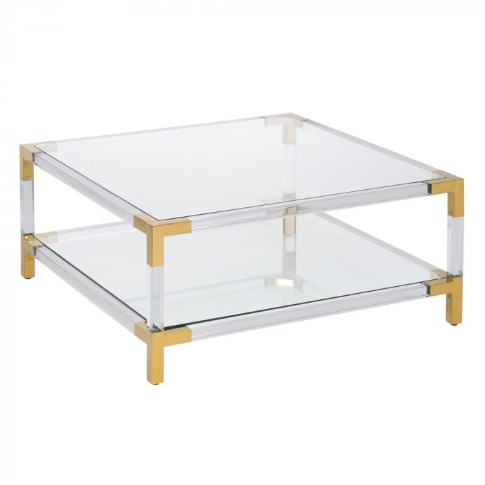 Masă glam acril transparent cu două blaturi sticlă [3]