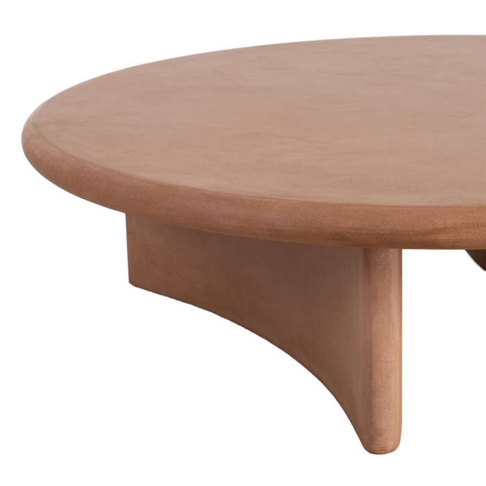 Masă de cafea rotundă cu finisaj microciment și bază curbată [5]