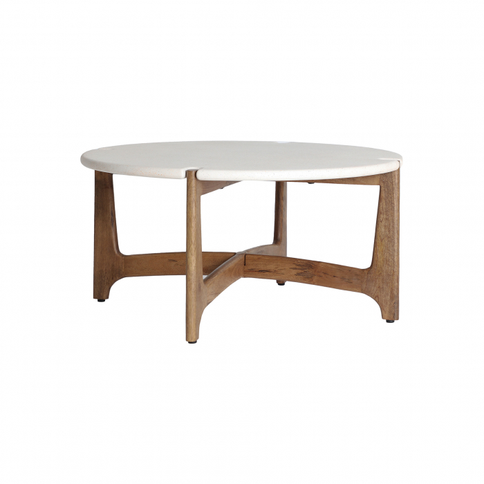 Masa de cafea rotunda din mango maro si MDF alb Laax 80 x 40 cm [1]