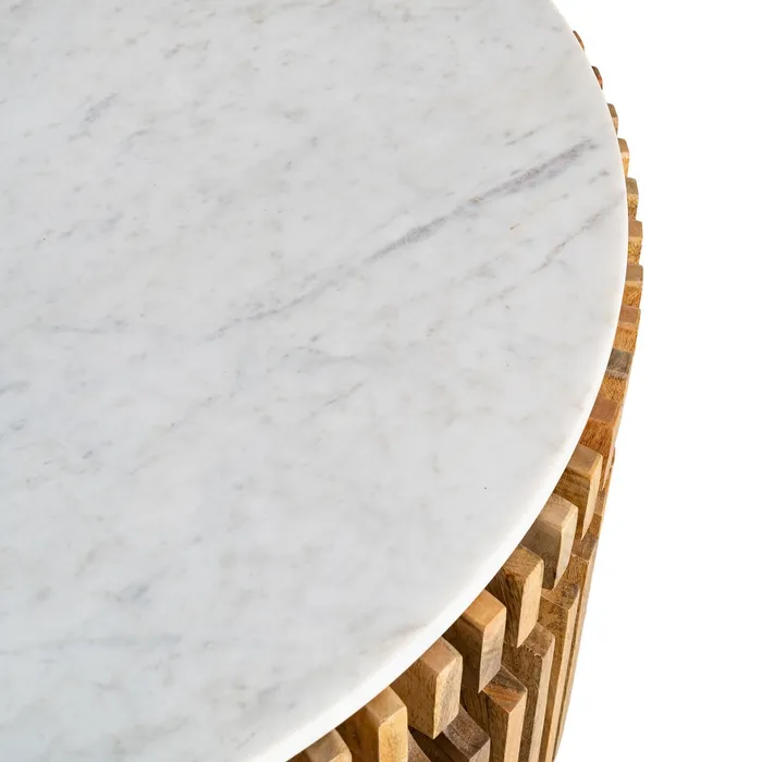 Masă cafea rotundă lemn de mango și marmură [10]