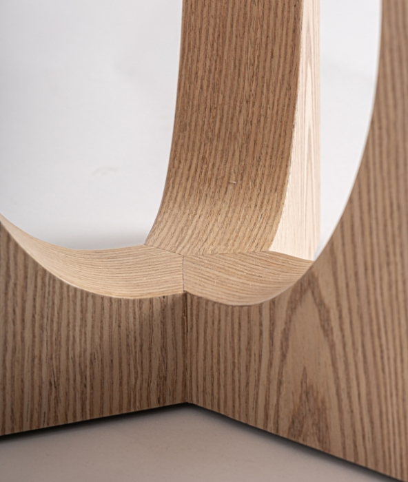 Masă de cafea rotundă din lemn maro deschis cu blat gros Lira 80 x 80 x 40 cm [3]