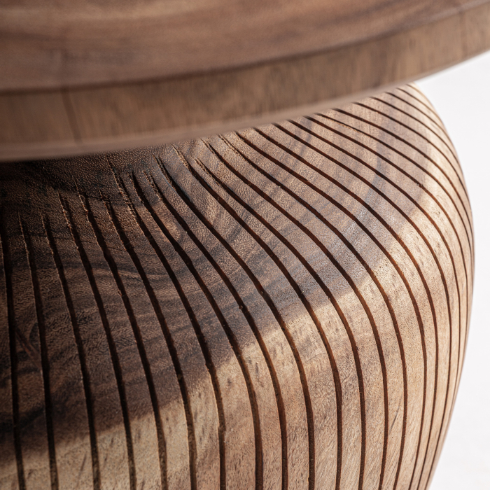Masă de cafea rotundă din lemn masiv de suar cu bază sculpturală Zobue [4]