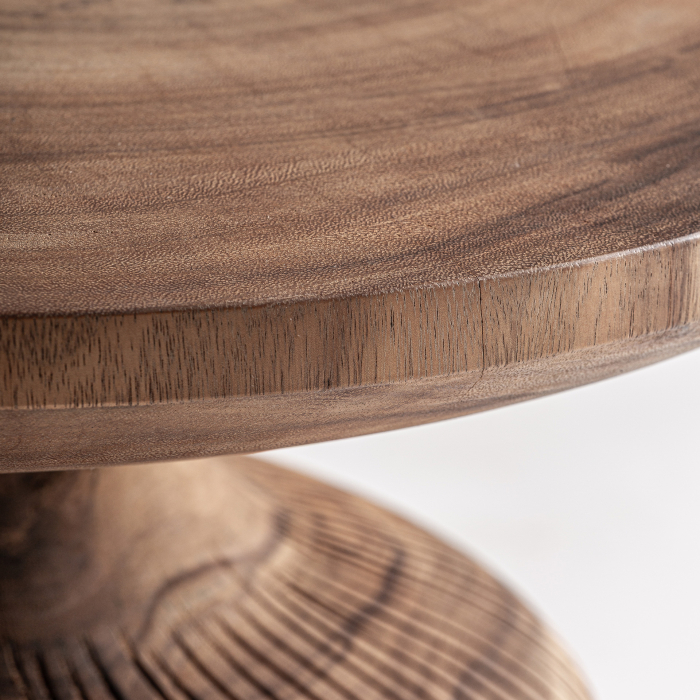 Masă de cafea rotundă din lemn masiv de suar cu bază sculpturală Zobue [5]