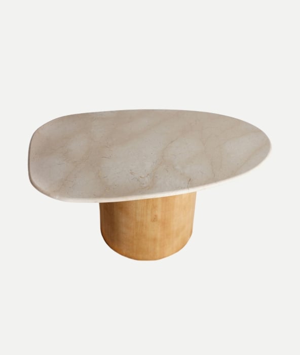 Masă cafea marmură bej lemn fag LORACH – titlu imagine principală [3]
