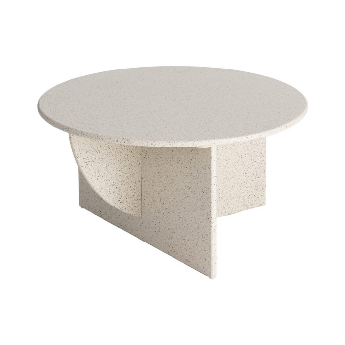 Masă de cafea rotundă MDF alb terrazzo joasă [7]
