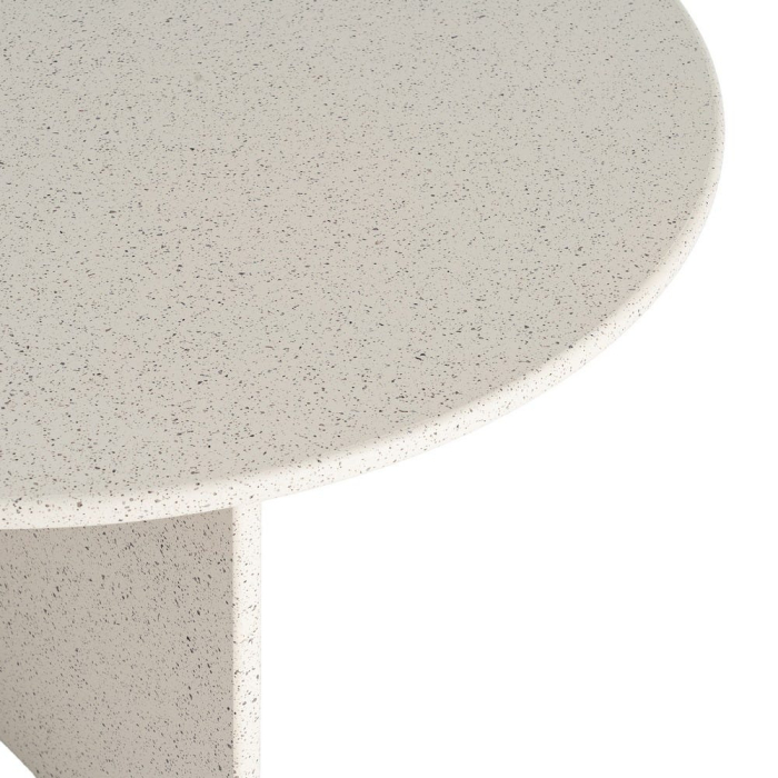 Masă de cafea rotundă MDF alb terrazzo joasă [4]
