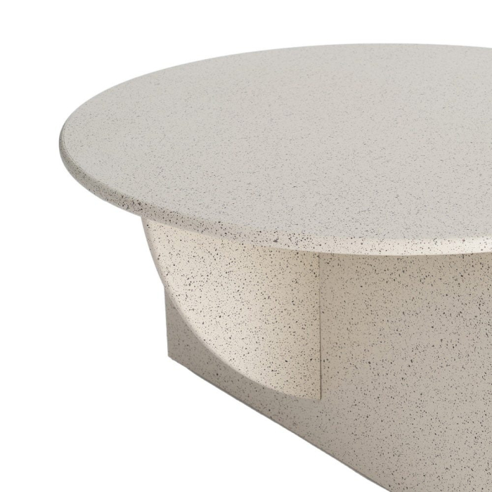 Masă de cafea rotundă MDF alb terrazzo joasă [5]