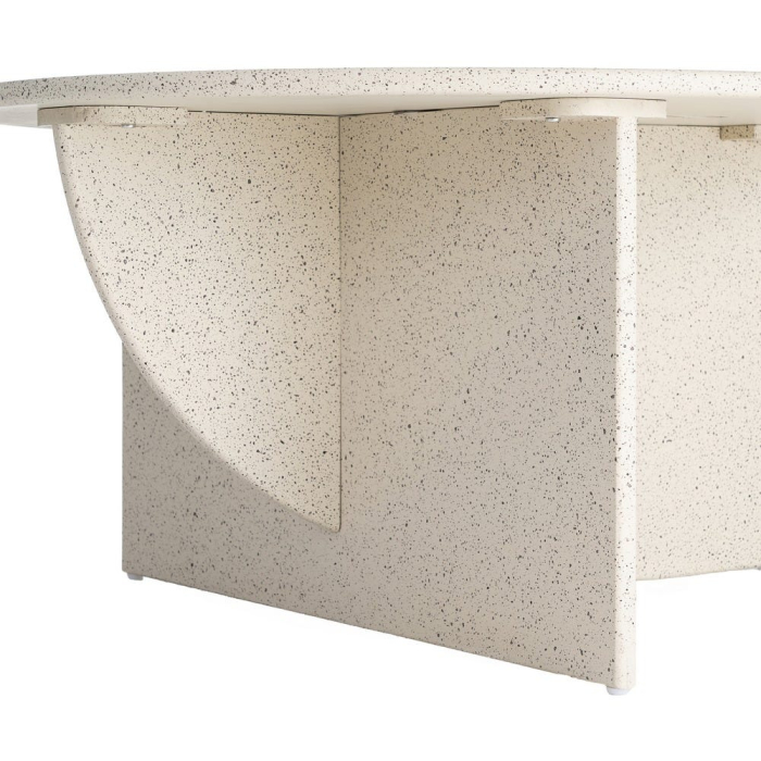 Masă de cafea rotundă MDF alb terrazzo joasă [6]