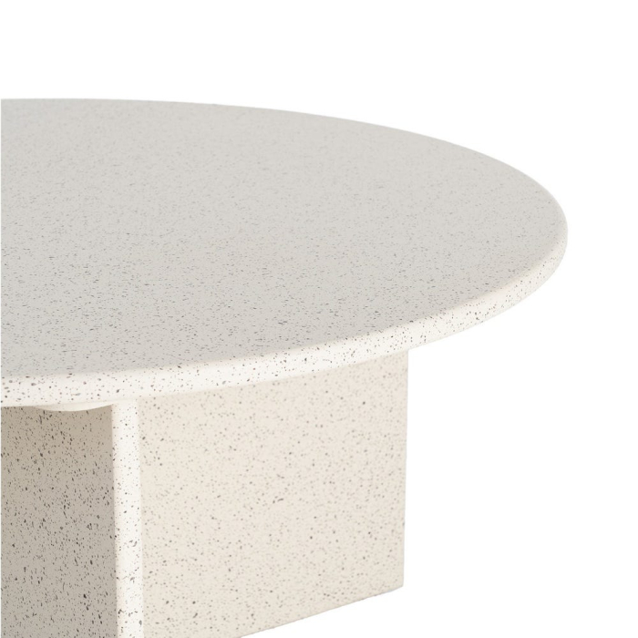 Masă de cafea rotundă MDF alb terrazzo joasă [3]