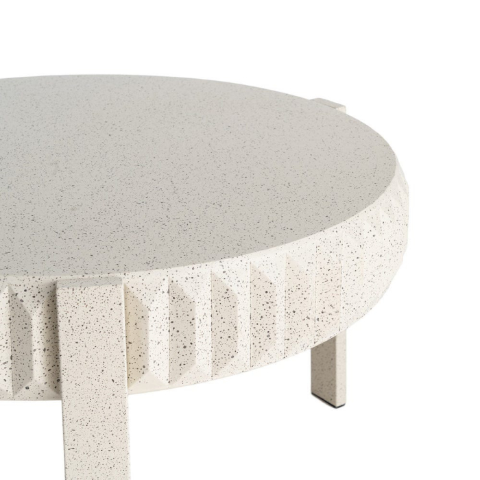 Masă de cafea rotundă metal alb terrazzo [3]