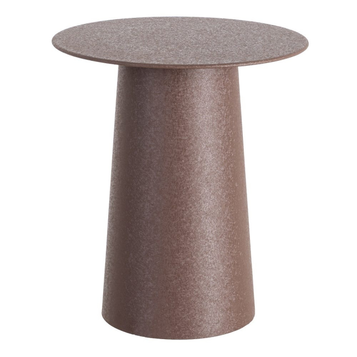 Masă de cafea rotundă din oțel maro cu bază conică texturată [2]