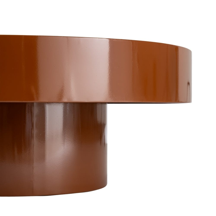 Masă de cafea rotundă joasă sticlă și metal maro [6]