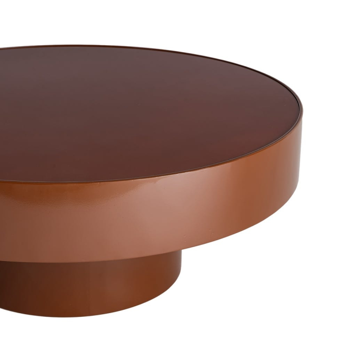 Masă de cafea rotundă joasă sticlă și metal maro [4]