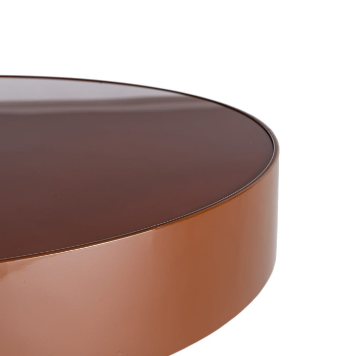 Masă de cafea rotundă joasă sticlă și metal maro [5]