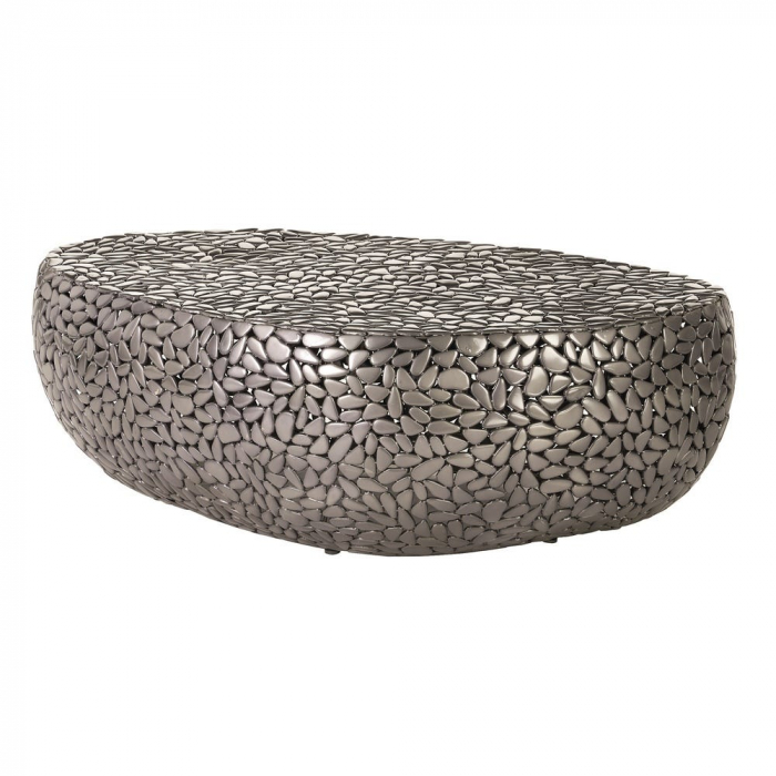 Masă de cafea sculpturală gri metalic, fier forjat [3]