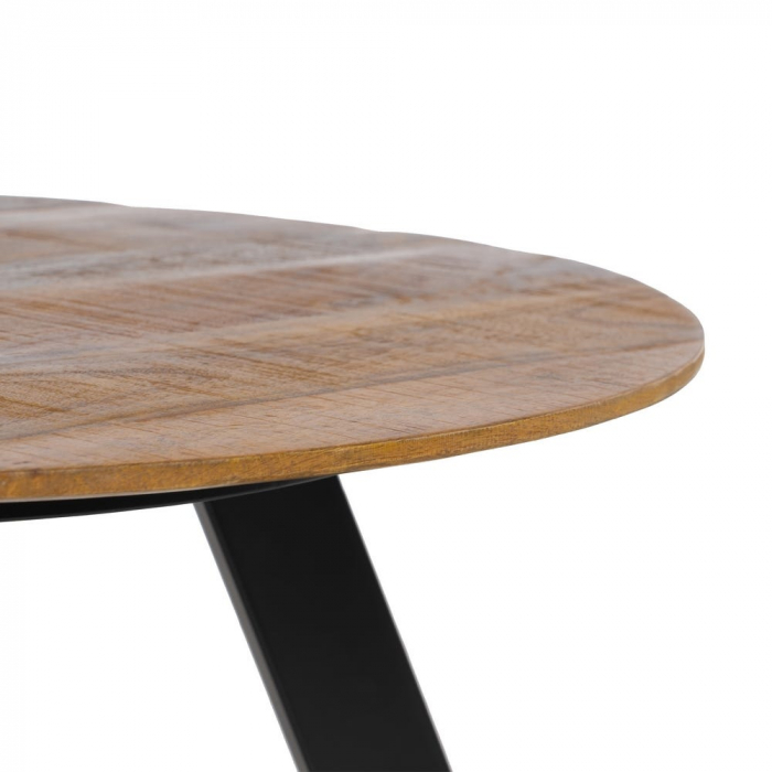 Masă cafea rotundă lemn mango și picioare metalice negre [5]