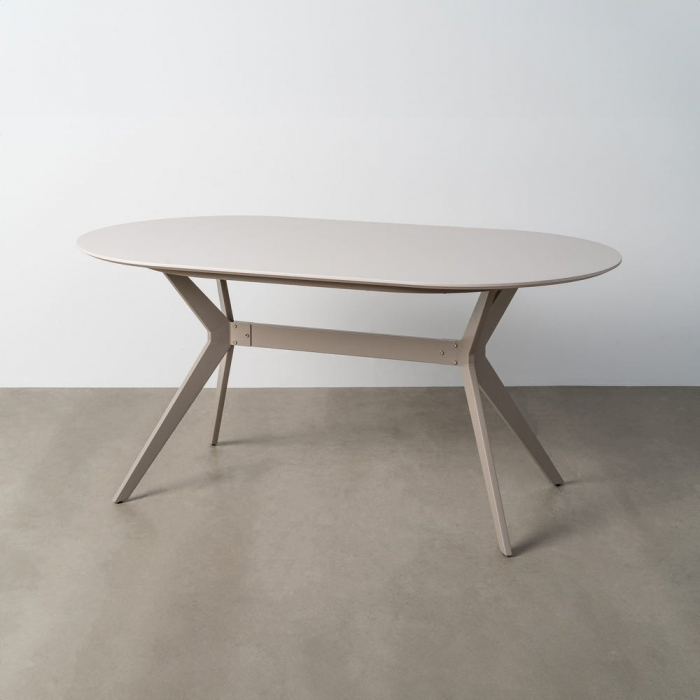 Masă de dining alb-gri din MDF lăcuit cu picioare metalice [1]