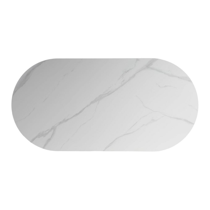 Masă de dining albă blat ceramic marmură, picioare MDF [5]