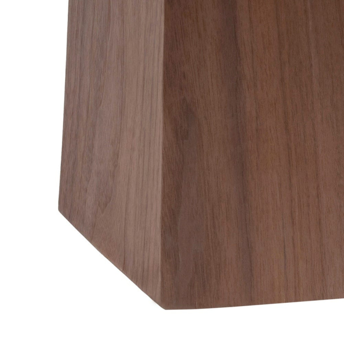 Masă de dining albă picior central MDF maro, blat ceramic [9]