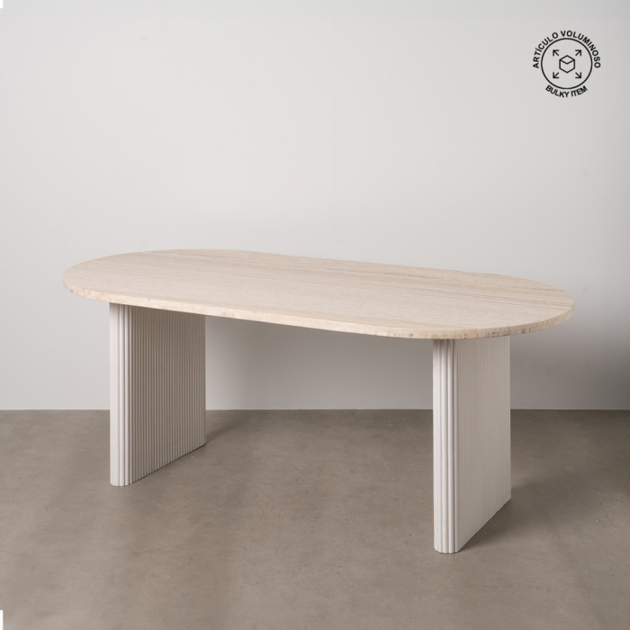 Masa dining marmura alba si mango pentru decor luxos|Mese cu design elegant pentru interioare moderne [2]